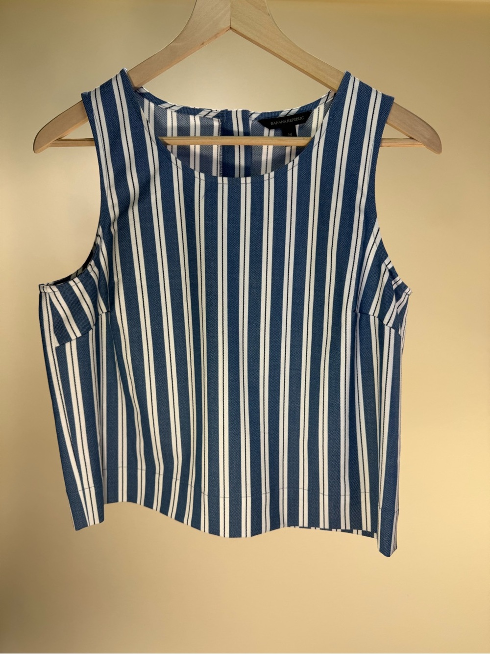 Banana Republic Blue & White Striped Cold-Shoulder Tank